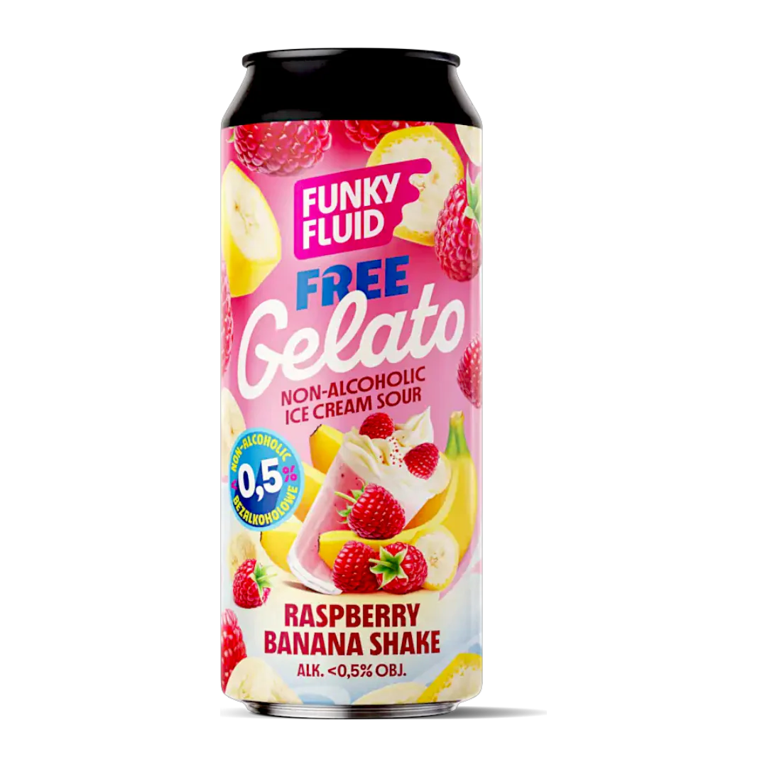 Funky Fluid Free Gelato Raspberry & Banana Shake Alcohol Free Ice Cream Sour 500ml (0.5%)