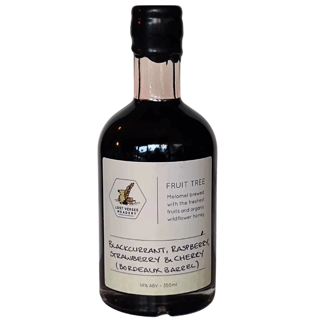Lost Verses Meadery Fruit Tree - Blackcurrant, Raspberry, Strawberry & Cherry (Bordeaux Barrel) Mead 350ml (14%)